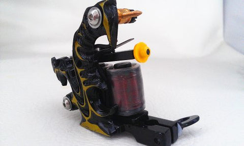 Image of 1TattooWorld High Quality Cast Iron Tattoo Machine Liner & Shader, Yellow and Black, OTW-M0423