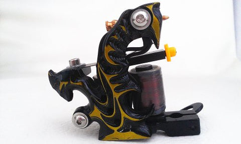 Image of 1TattooWorld High Quality Cast Iron Tattoo Machine Liner & Shader, Yellow and Black, OTW-M0423