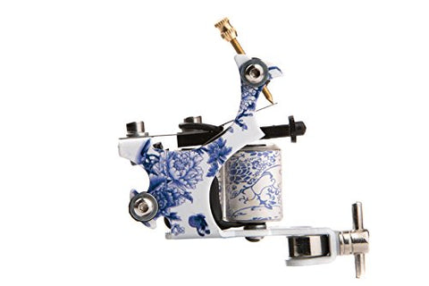 Image of 1TattooWorld (2) x Professional Cast Iron 10 Wrap Aluminum Coils Tattoo Machine Liner & Shader, White & Blue, OTW-M215-5