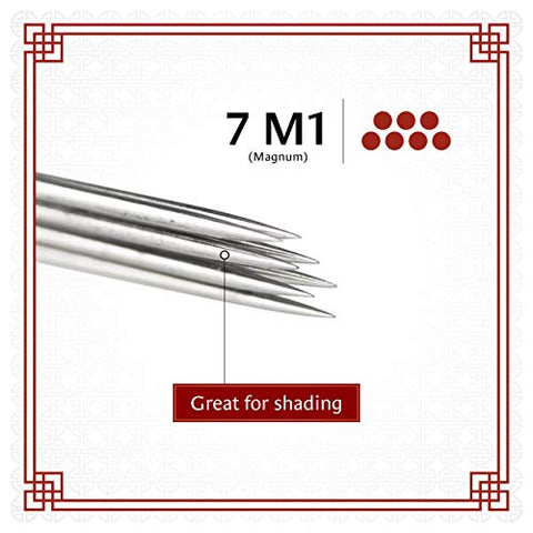 Image of 100pcs 7M1 Disposable Sterile Tattoo Needles 7 Mag Magnum Supply Set