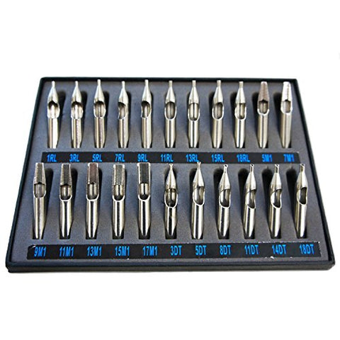 Image of 1TattooWorld 22pcs Pack Stainless Steel Tattoo Tips
