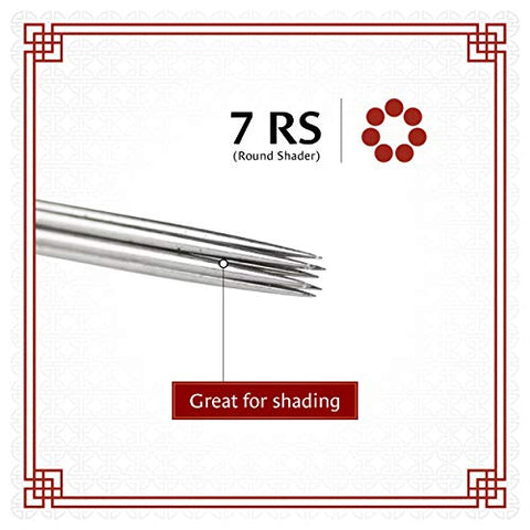 Image of 1TattooWorld 50pcs Disposable Tattoo Needles 7rs 7 Round Shader, OTW-50-7RS.1