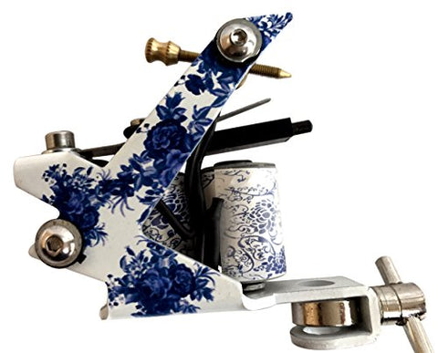 Image of 1TattooWorld (2) x Professional Cast Iron 10 Wrap Aluminum Coils Tattoo Machine Liner & Shader, White & Blue, OTW-M216-3