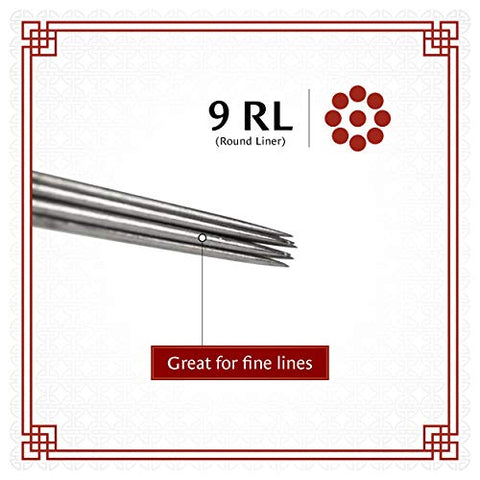 Image of 1TattooWorld 50 Pcs 9 Round Liner Sterilized Tattoo Needles, OTW-50-9RL