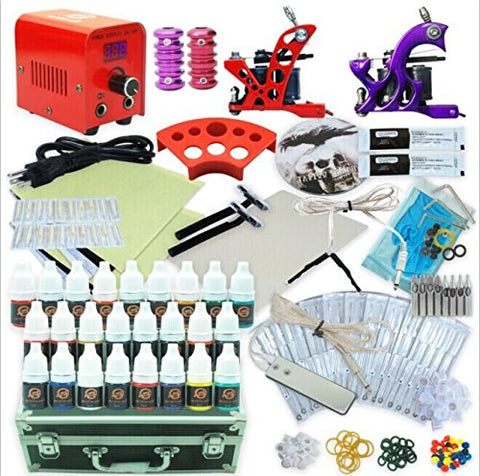 Image of 1Tattoo World Premium Tattoo Kit-OTW-KTR225A, 2 Tattoo Machines with all the Essentials