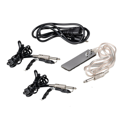 Image of One Tattoo World Dual Digital Tattoo Power Supply with Foot Pedal and 2 Clip Cords, Black Color, OTW-P008-3.1