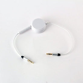 BiCoreTech Audio 3.5mm AUX Replacement Headphone Headset Retractable (34"~52") Audio Cable with In-Line Remote Microphone Volume Control and Phone Call for Apple iphone Android Samsung, BCT-AUXCTW1