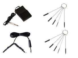 1TattooWorld Clip Cord and Square Foot Pedal Combo with 2 sets of 5pcs/set Tattoo Tube Cleaning Brushes, OTW-CLPD-C4
