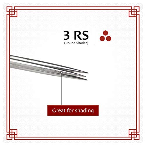 One Tattoo World 3 Round Shader Individually Packed and Sterilized Tattoo Needles (50 Pack) OTW-3RS