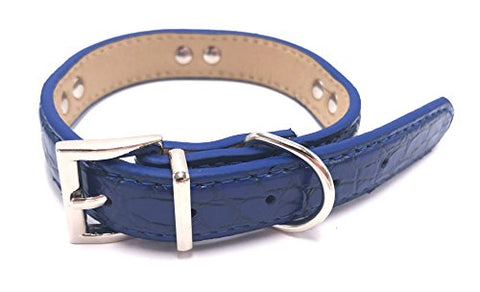 Image of PetsCaptain Stylish Leather Pet Supplies Dog and Cat Leash (0.63" x 48") with Collar(0.63" x 9.5~12.5" Neck Size) Set for Small Dogs and Cats, Blue Color, PSC-LC5026SB