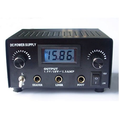1TattooWorld Professional Tattoo Kit 6 Handmade Machine Gun Digital Power Supply Needles 7 color 1/2 oz Inks, OTW-KK05