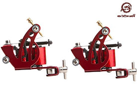 1TattooWorld (2) x Professional Cast Iron 10 Wrap Aluminum Coils Tattoo Machine Liner & Shader, Red, OTW-M025-2.1