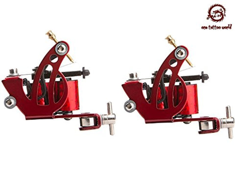 Image of 1TattooWorld (2) x Professional Cast Iron 10 Wrap Aluminum Coils Tattoo Machine Liner & Shader, Red, OTW-M025-2.1