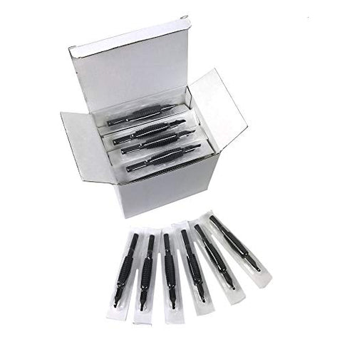 Image of 1TattooWorld (50) X STERILIZED ASSORTED (ROUNDS/MAGS/FLATS) TUBES WITH BLACK RUBBER GRIPS 5/8", OTW-Grip-50M