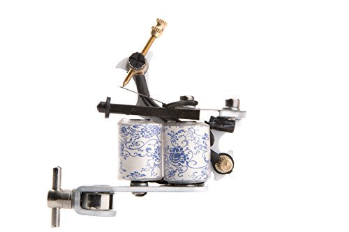 1TattooWorld (2) x Professional Cast Iron 10 Wrap Aluminum Coils Tattoo Machine Liner & Shader, White & Blue, OTW-M215-5