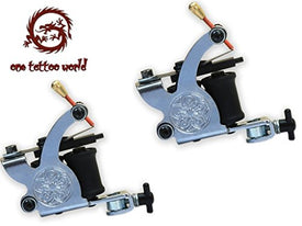 1TattooWorld (2) x Professional Cast Iron 10 Wrap Aluminum Coils Tattoo Machine Liner & Shader, Silver, OTW-M219-2N