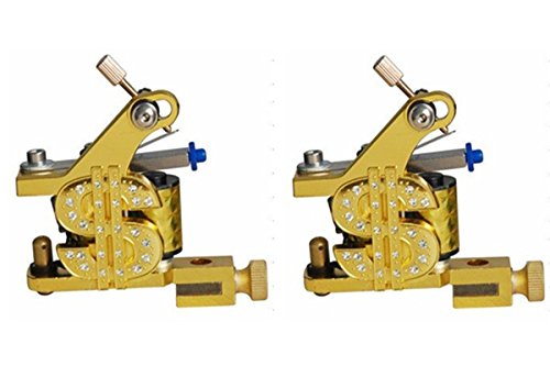 (2) x Professional Aluminum Coils Tattoo Machine Liner & Shader, Gold, OTW-M047-1