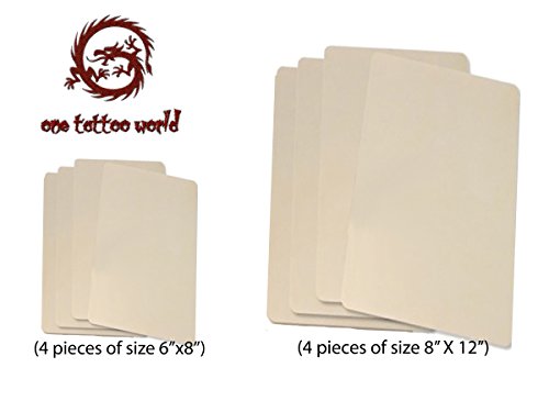 1TattooWorld 8 x Sheets of Large and Medium Sizes Tattoo Practice Skins, OTW-TAB-8