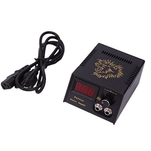 1TattooWorld Digital Tattoo Machine Power Supply Kit with Stainless Steel Foot Pedal and Clip Cord, OTW-P026-2.1