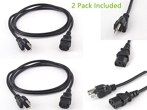 Image of BiCoreTech 2 Pack Computer Power Cable, 3 Prong, 18AWG-13A, UL Listed, BCT-PC15FA2