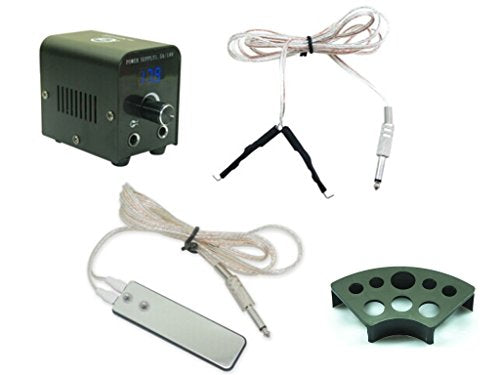 1TattooWorld Deluxe Tattoo Kit 3 Tattoo Machines, Digital Power Supply, 10 Color 5ml Tattoo Inks, Grips, Needles, Transfer Paper etc, OTW-KTB325A