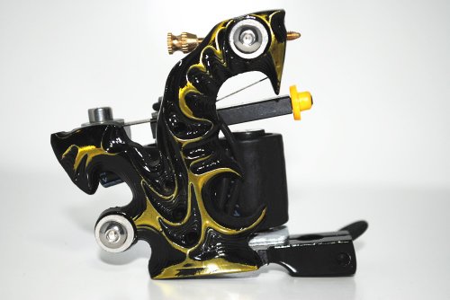 1TattooWorld High Quality Cast Iron Tattoo Machine Liner & Shader, Yellow and Black, OTW-M0423