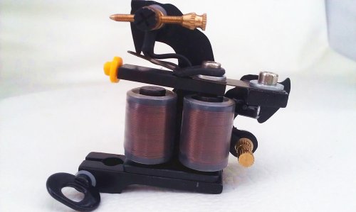 1TattooWorld High Quality Cast Iron Tattoo Machine Liner & Shader, Yellow and Black, OTW-M0423