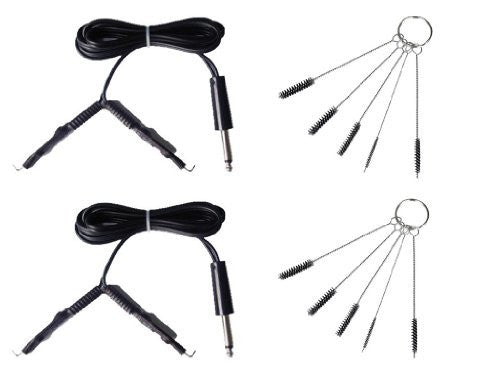 1TattooWorld Clip Cord (x 2 pieces) value pack with 2 sets of 5pcs/set Tattoo Tube Cleaning Brushes, OTW-CL-B4