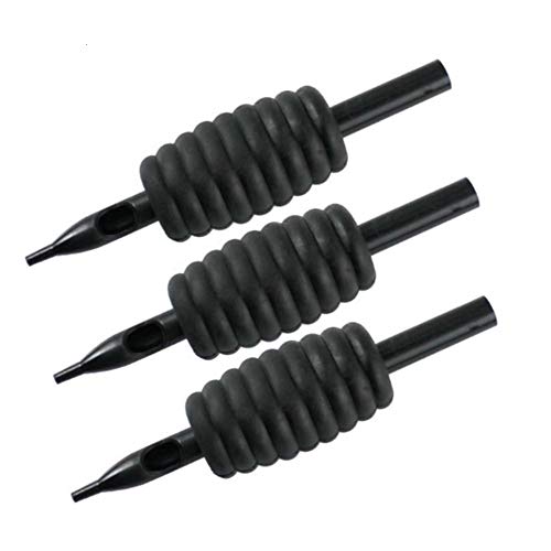 1TattooWorld (50) X STERILIZED ASSORTED (ROUNDS/MAGS/FLATS) TUBES WITH BLACK RUBBER GRIPS 5/8", OTW-Grip-50M