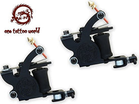 1TattooWorld (2) x Professional Cast Iron 10 Wrap Aluminum Coils Tattoo Machine Liner & Shader, Black, OTW-M219-1