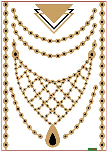 1TattooWorld 8-Sheets (6"x 8") Metallic Temporary Tattoos, Flash Tattoos, 75+ Large Tattoo Designs, OTW-TMPTS801