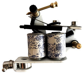 1TattooWorld (2) x Professional Cast Iron 10 Wrap Aluminum Coils Tattoo Machine Liner & Shader, White & Blue, OTW-M105-6