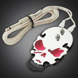 New Red Skull Tattoo Power Supply Foot Switch Pedal Flat Stainless Steel 5.5'ft