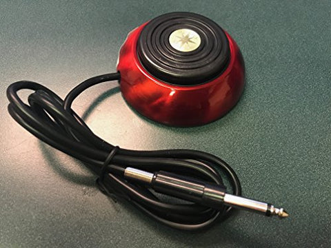 Image of 1TattooWorld Premium Quality 360 Degree Round Stainless Steel Tattoo Foot-Pedal with 56" Silicon Soft Wire for Tattooing, Red Color,OTW-FPSS-R1