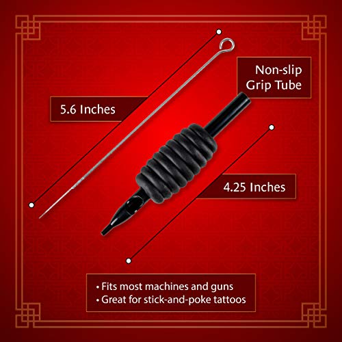 One Tattoo World 100pcs Disposable Tattoo Needle and Tube 3/4 Grip RL/RS/M1, OTW-CTGT-34G1