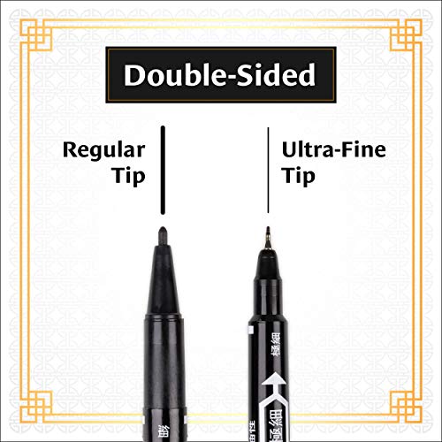 One Tattoo World Tattoo & Piercing Skin Marker | Dual-tip Pen Marking Scribe in Black | 10pcs