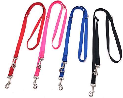 PetsCaptain 2-Pack Double Head 6-way Multi-functional Dog Leash (3 Different Length Leash 42", 54", or 72", Quick Tie-Off, Hands-Free, or Double Dog Leash), Blue, PSC-L0549BUE2