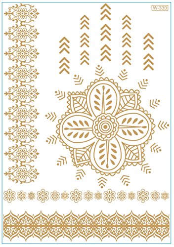 1TattooWorld 8-Sheets (6"x 8") Metallic Temporary Tattoos, 38 Super Large Tattoo Designs, OTW-TMPTS802