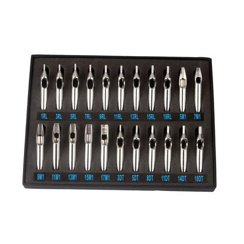 22pcs Stainless Steel Tattoo Tips Set Ft Rt Dt
