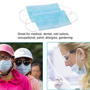 1TattooWorld 50 Count 3 Ply Disposable Filter Mask Earloop Woven Masks Nose Allergy Dust Mask for Medical Dental Surgical Hypoallergenic Face Mask, Blue Color, OTW-BFMask50