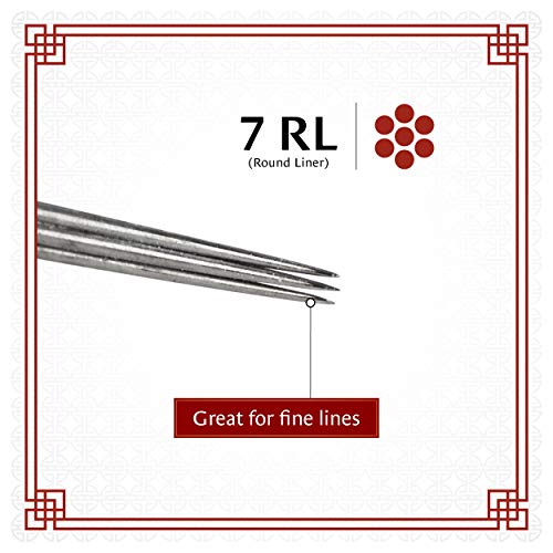 One Tattoo World 100pcs 7RL Disposable Sterile Tattoo Needles 7 Round Liner Supply Set OTW-100-7RL.1