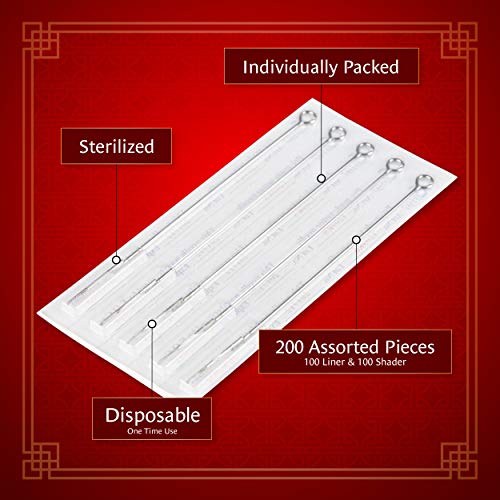 One Tattoo World 200pcs Assorted Tattoo Needles | 100 Round Liners, 100 Round Shaders, 25 Flat Magnums | RL, RS & M1