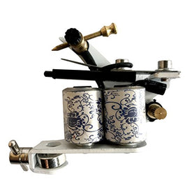 1TattooWorld (2) x Professional Cast Iron 10 Wrap Aluminum Coils Tattoo Machine Liner & Shader, White & Blue, OTW-M216-3