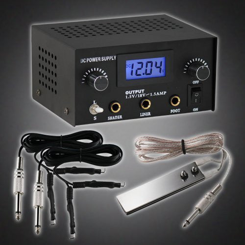 GotHobby Pro Digital Dual Tattoo Machine Power Supply Kit w/ 2 Clip Cord & Foot Pedal
