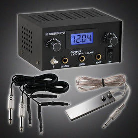 GotHobby Pro Digital Dual Tattoo Machine Power Supply Kit w/ 2 Clip Cord & Foot Pedal