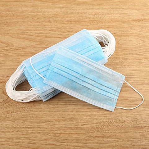 Image of 1TattooWorld 50 Count 3 Ply Disposable Filter Mask Earloop Woven Masks Nose Allergy Dust Mask for Medical Dental Surgical Hypoallergenic Face Mask, Blue Color, OTW-BFMask50