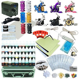 1TattooWorld Ultimate Fully Loaded Tattoo Kit, 6 Tattoo Machines, Digital Power Supply, 40 Color 5ml Tattoo inks, Grips, Needles, Transfer Paper, Carrying case etc, OTW-KTB640A
