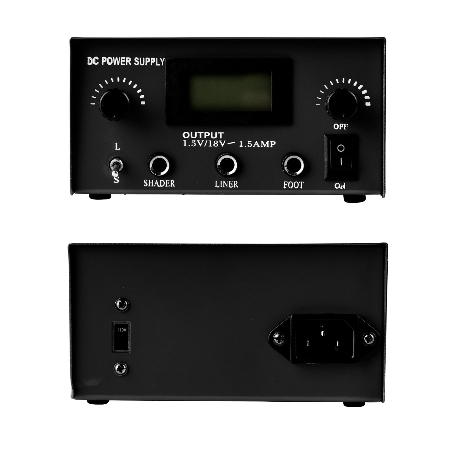 One Tattoo World Dual Digital Tattoo Power Supply with Foot Pedal and 2 Clip Cords, Black Color, OTW-P008-3.1